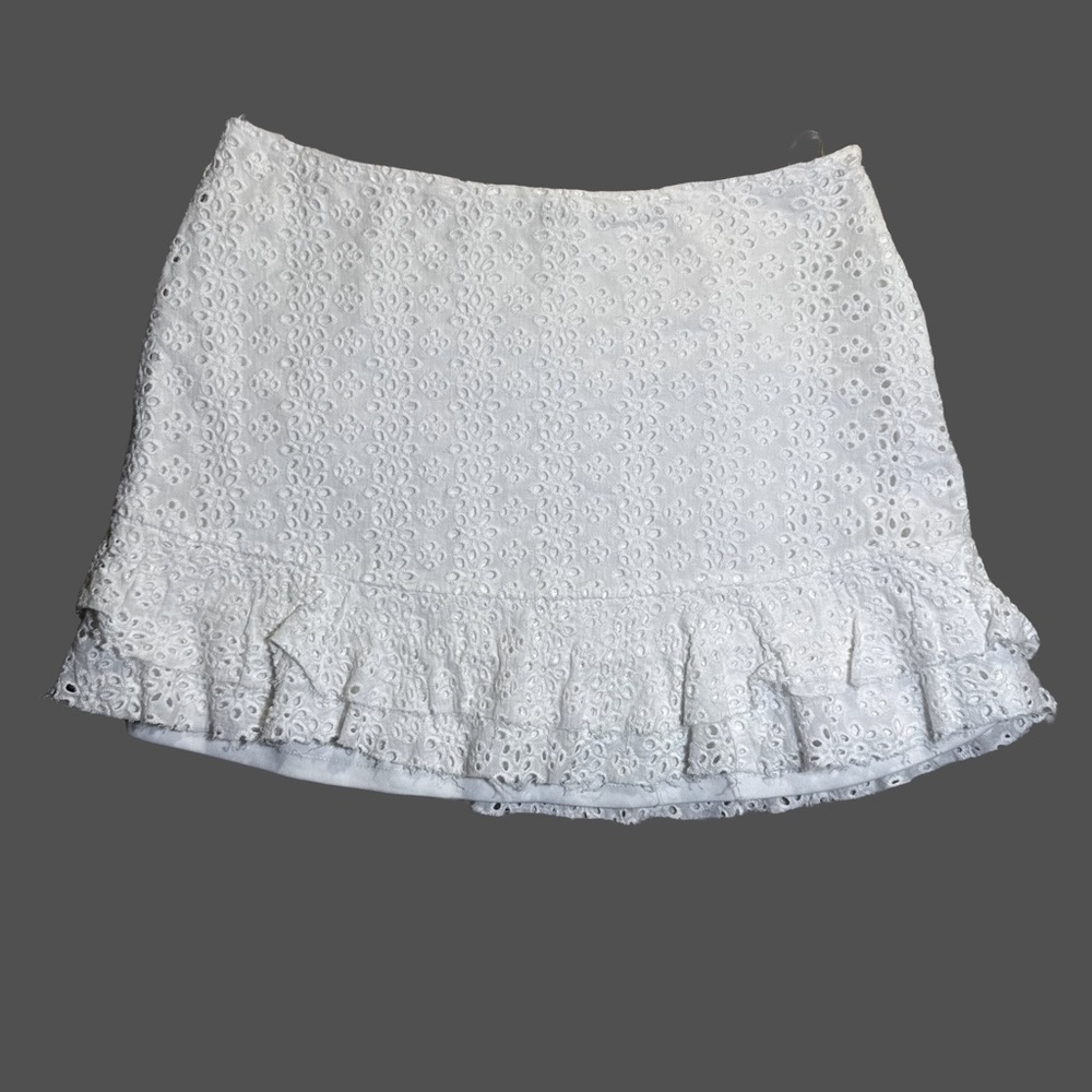COTTON CANDY LA Skirt Women’s Large White Coquette Eyelet Ruffle Hem Short Mini